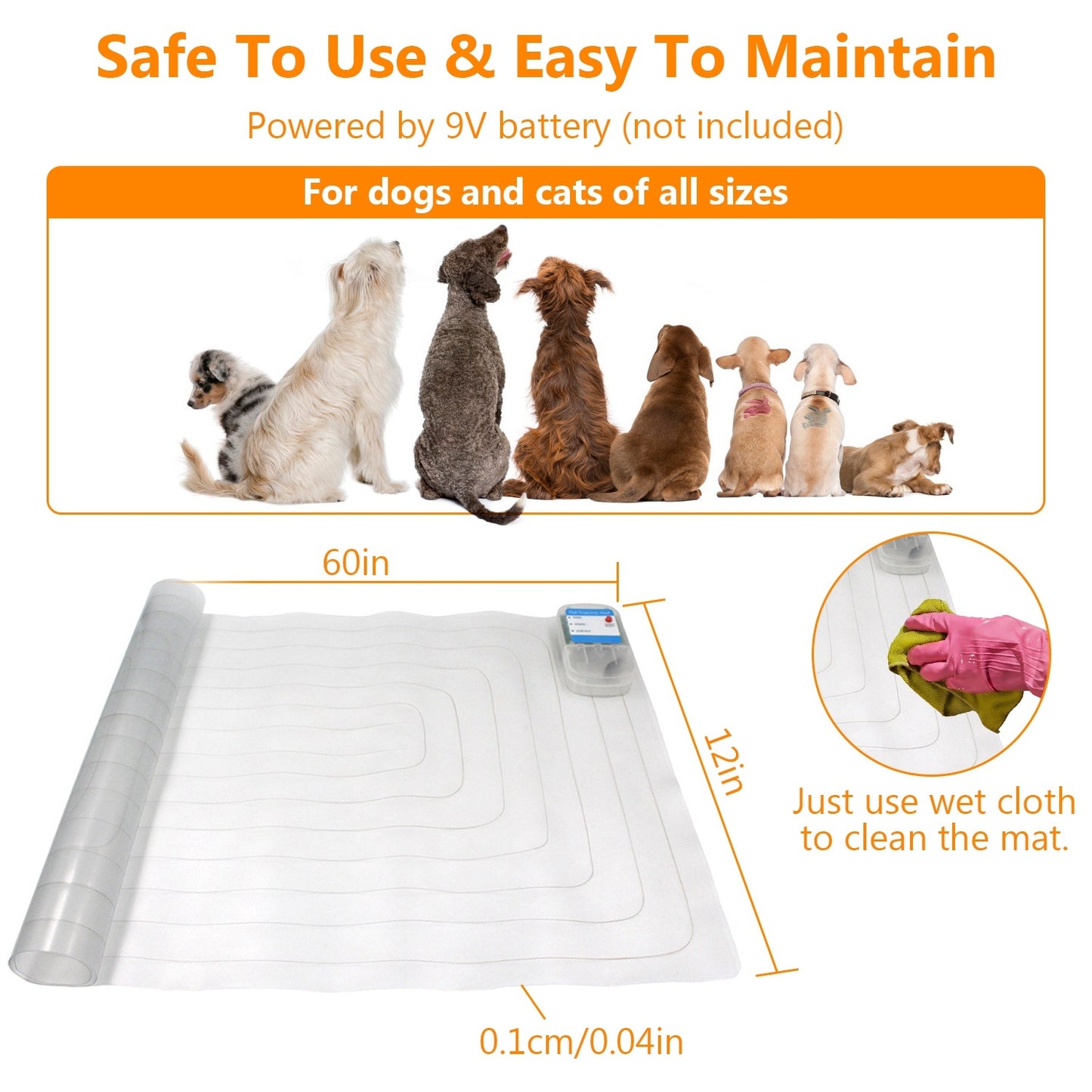 1Pc Electronic Pet Training Mat Indoor Safe Shock Training Pad For Dogs Cats Pet Barrier 60x12in With 3 Training Modes