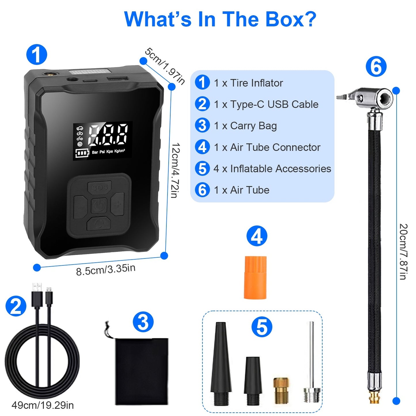 1Pc 150PSI Cordless Tire Inflator Digital Air Compressor With LED Light Emergency Power Bank For Cars Motorcycles Bicycles Balls