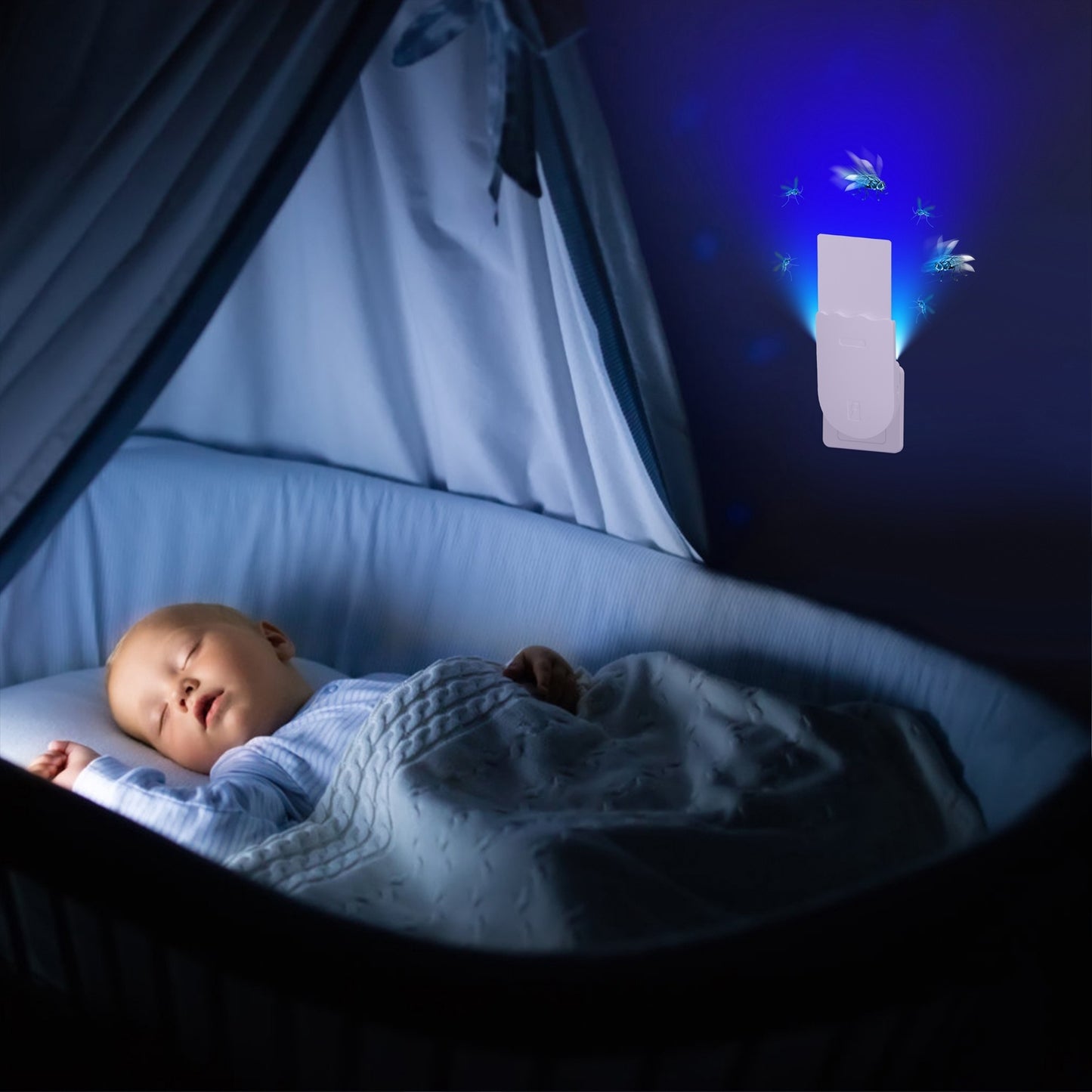 1Set Plug In Indoor Flying Insect Trap 5 Glue Boards UV Light Mosquito Killer With Night Light Dimmable Brightness Fly Odorless Safe Bug Zapper For Gnat Moth Fruit Fly