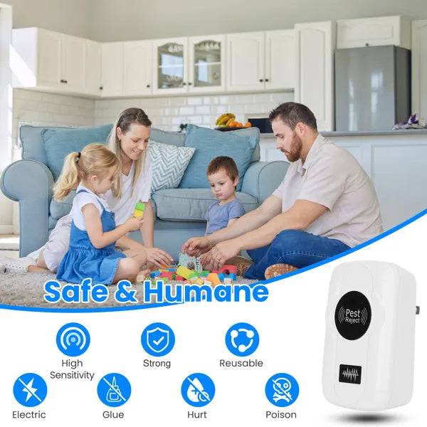 6-Pack Ultrasonic Insect Repellent - Dual Sound-Wave Tech, 3-Mode Switch, 32 - 120kHz Frequencies, Ideal For Full Home Coverage, Safe For Home With Kids - Plug-in Indoor Bug & Rodent Repeller