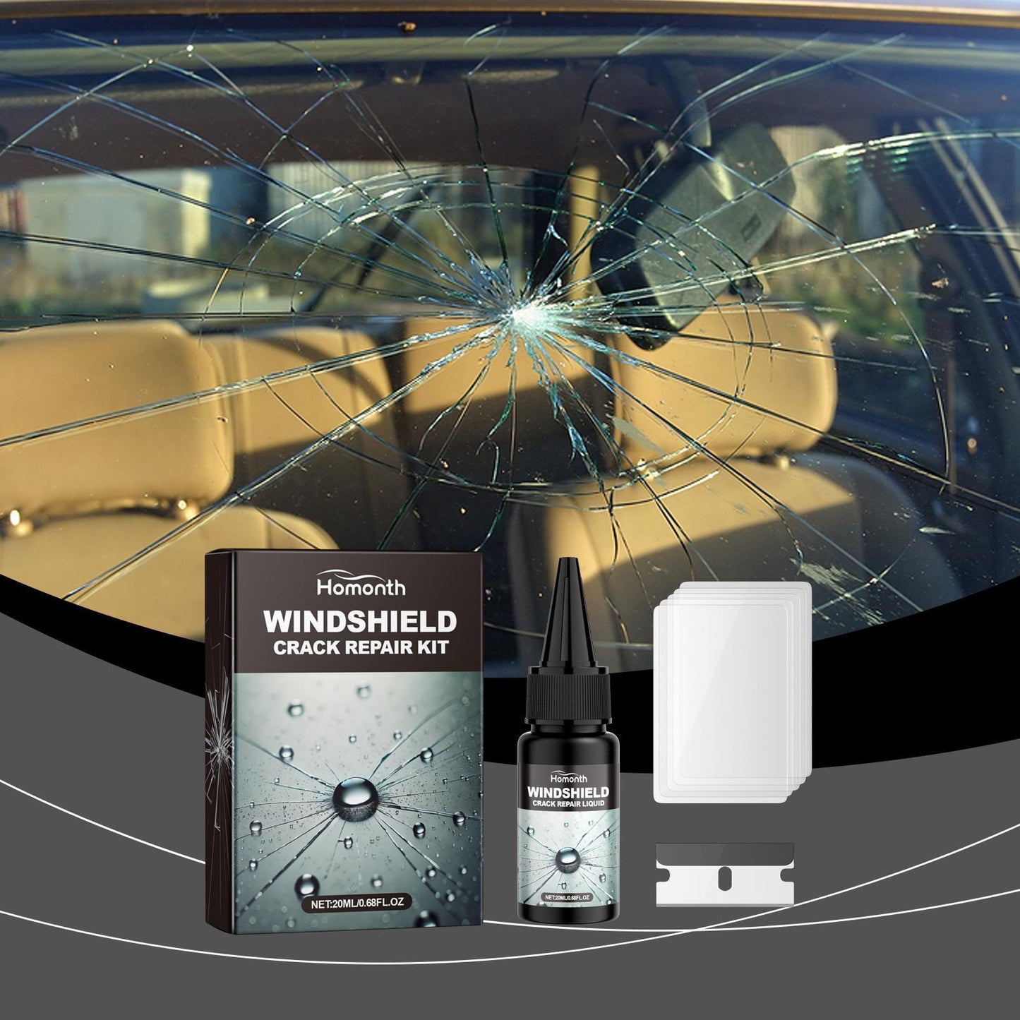 Holmont Car Windshield Crack Repair Kit Nano-repair Fluid Quickly Repairs Cracks For A Clear View And Safe Travel