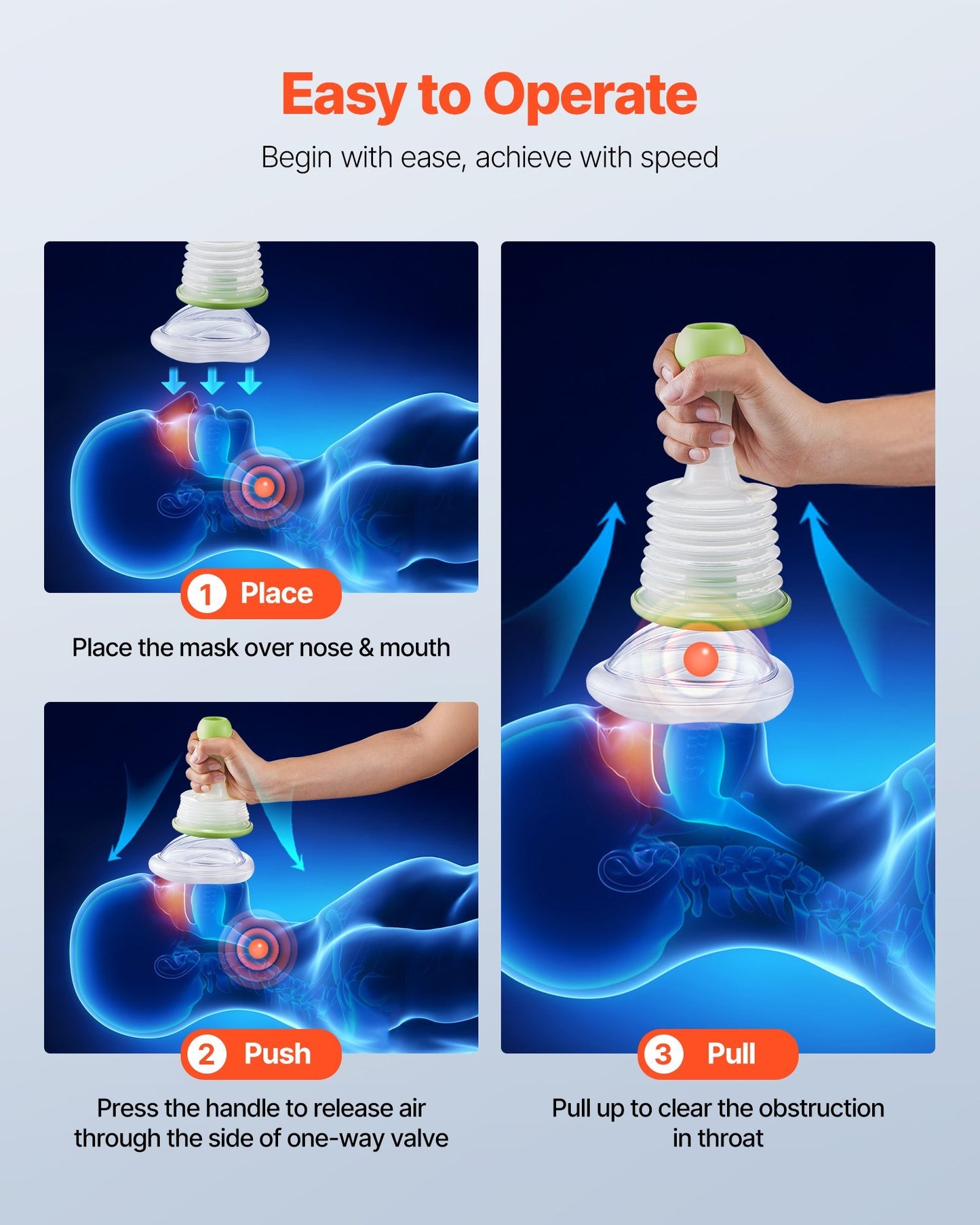 Choking Rescue Device Portable Airway Clear Anti Choking Suction Device 5 Masks